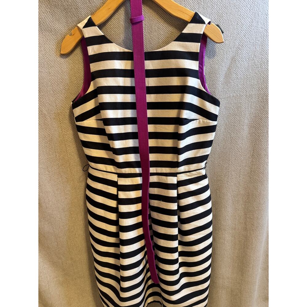 White House Black Market Dress Women's Size 2 Black White Striped Fit Flare - Picture 4 of 7